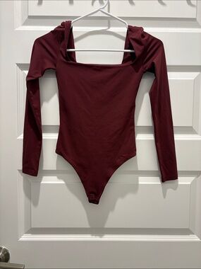 Aritzia Long Sleeve Maroon One-Piece Bodysuit